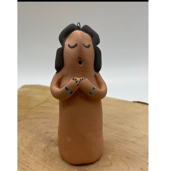 Vintage Native American Navajo Storyteller Clay Pottery Christmas Ornament - Picture 1 of 5